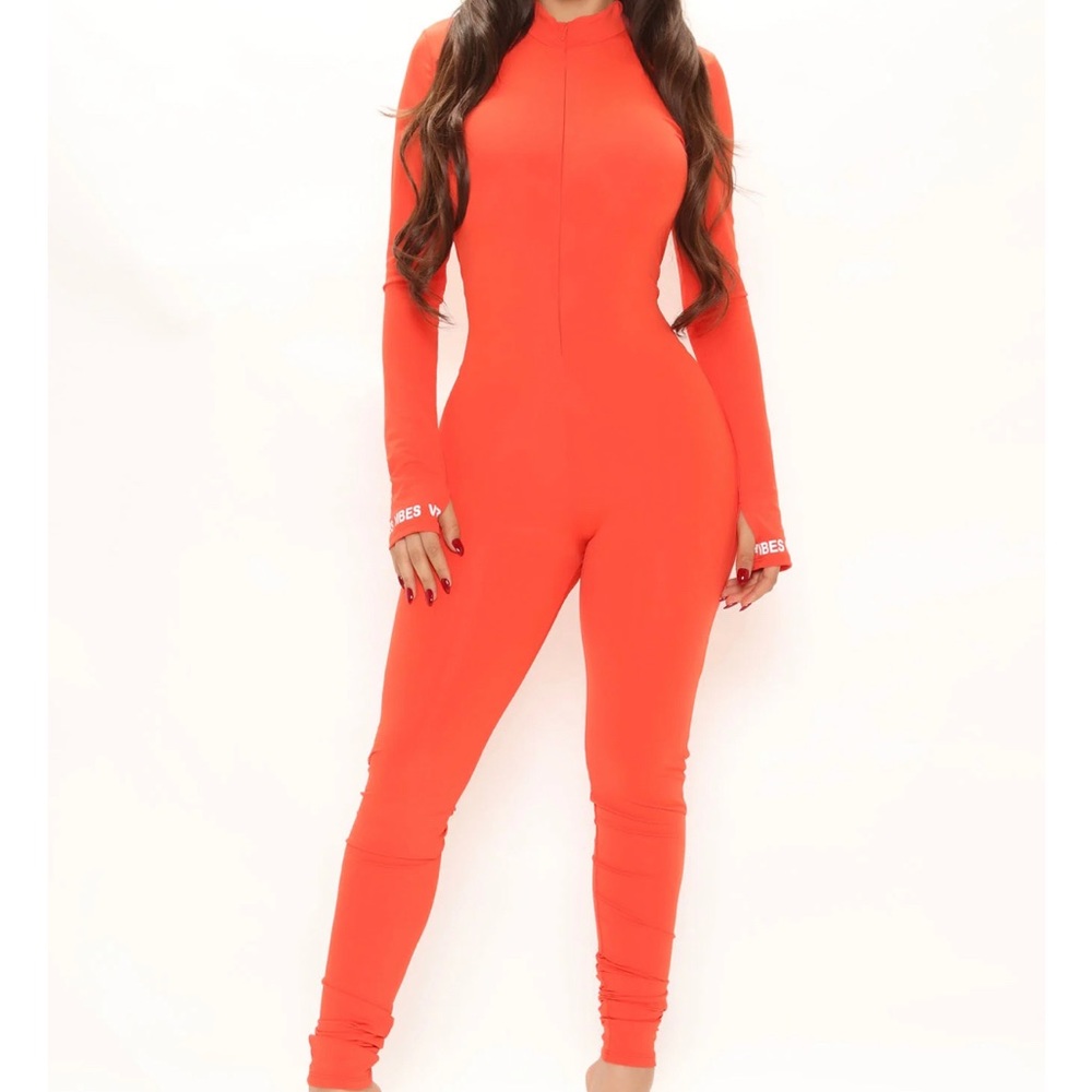 Fashion nova jumpsuit orange